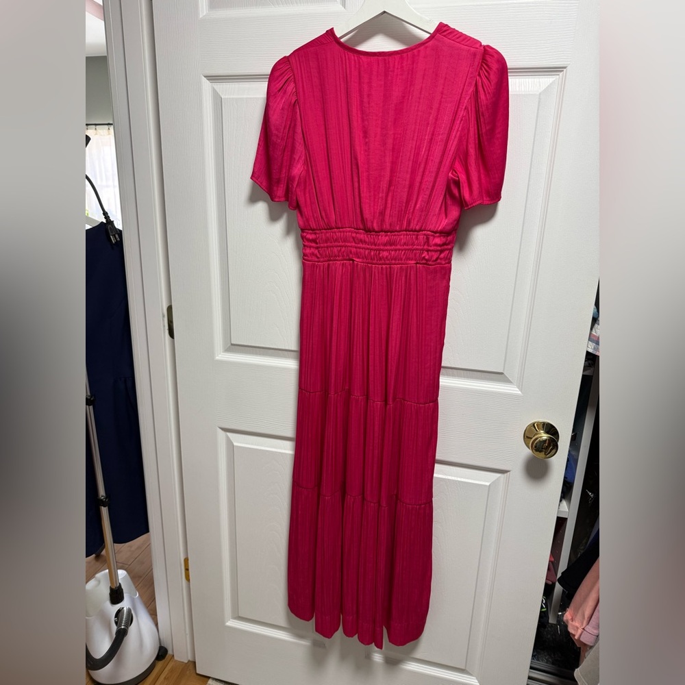 Vibrant Joie Fuchsia Pink Short Sleeve Maxi Dress Size S - Picture 3 of 5